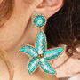 Beaded Blue Starfish Drop Earrings, thumbnail 1 of 4
