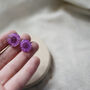 Minimalistic Purple Daisy Sterling Silver Stud Earrings, thumbnail 3 of 4