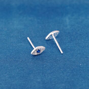 Turkish Evil Eye Stud Earrings – 925 Sterling Silver, 3 of 7