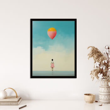 Party For One Girl With Balloon Simple Wall Art Print, 4 of 6