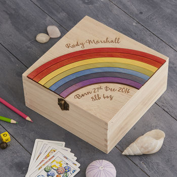 personalised new baby keepsake rainbow storage box by ...