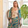 Turquoise And Pink Paisley Viscose Long Summer Jacket, thumbnail 1 of 4