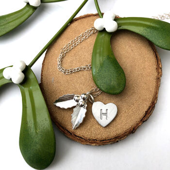 Personalised Holly And Initial Heart Necklace, 6 of 10