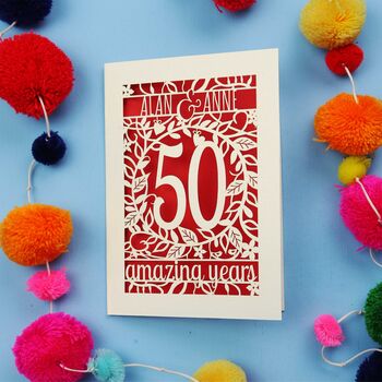 Golden Wedding Anniversary Card 50 Amazing Years, 4 of 10