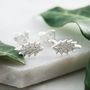 Silver Textured Holly Leaf Stud Earrings, thumbnail 1 of 7
