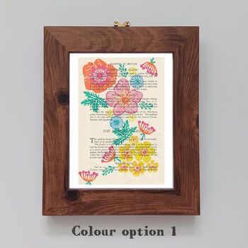 Floribunda Wood Block Print Vintage Book Page, 2 of 9