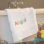 Children's Rainbow Text Personalised Bath Towel, thumbnail 1 of 7