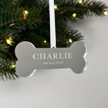 Gold Pet Dog Bone Personalised Christmas Decoration, 5 of 6