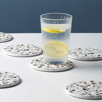 Set Of Six Marble Ceramic Drink Coasters With Holder, 6 of 6