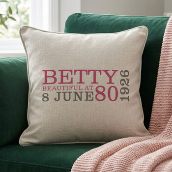 Personalised 80th Birthday Cushion, 3 of 10