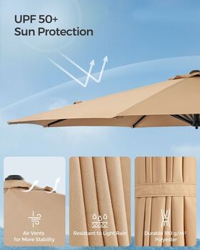 Garden Parasol Umbrella Three Meter Outdoor 360° Swivel, 4 of 12