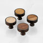 Solid Brass Bronze Cabinet Knobs With Wood Inserts, thumbnail 1 of 7