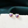 Sterling Silver Purple Opal Heart Stud Earrings, thumbnail 4 of 10