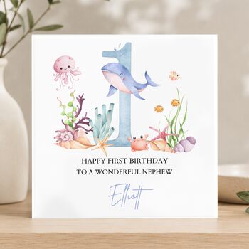 Under The Sea 1st Birthday Card For Her, Any Age For, Pink Or Blue, 4 of 5