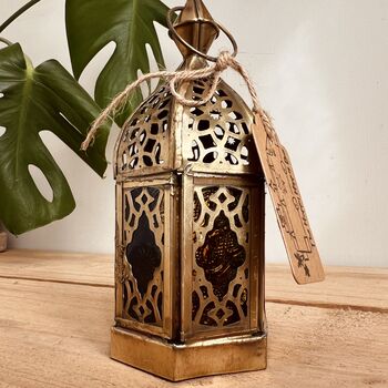 Moroccan Style Gold Glass Lantern T Light Holder, 8 of 12