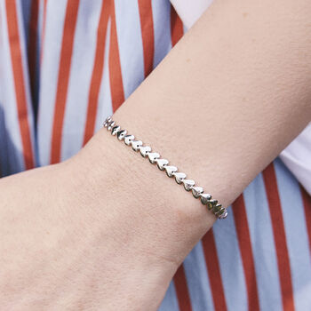 Sterling Silver Heart Link Slider Bracelet, 2 of 7