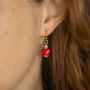 Mini Red Heart Candy Earrings, thumbnail 2 of 3