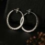 Large Sterling Silver Hammered Hoop Earrings, thumbnail 5 of 10