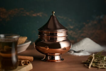 Handmade Copper Sugar Bowl With Lid And Brass Top, 5 of 5