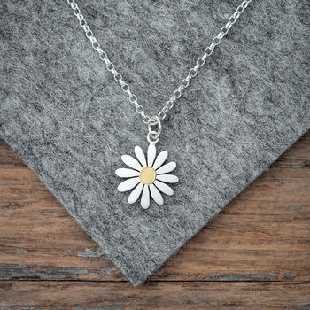 Aster Flower Pendant Necklace In Silver And 18ct Gold, 4 of 7