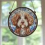 Cavapoo Brown And White Stained Glass Effect Suncatcher, thumbnail 5 of 5