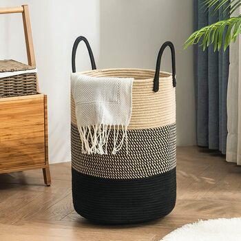 58 L Classic Brown Cotton Rope Woven Storage Basket, 5 of 9