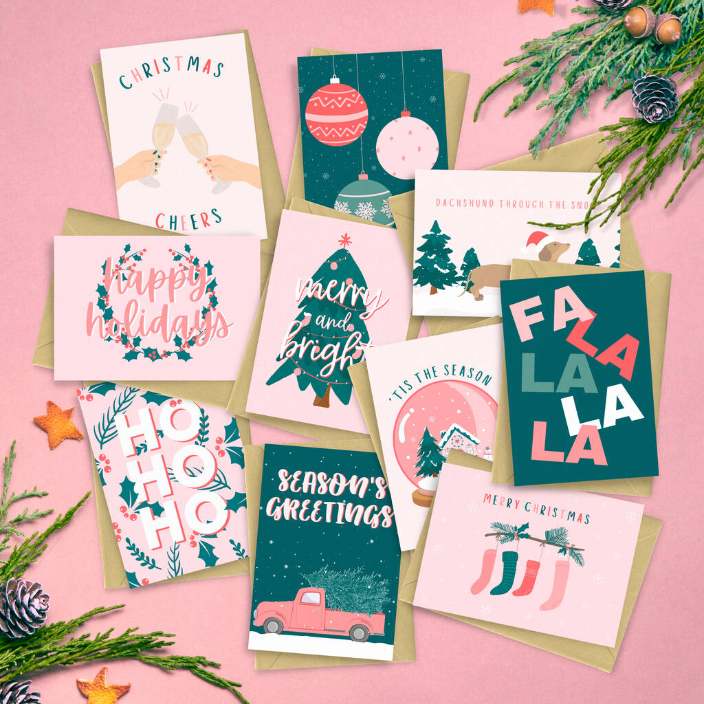 Mixed Pack Of 10 Or 20 Festive A6 Christmas Cards By Alaina Creates