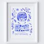 Derbyshire Art Print Inspired By Blue Portuguese Tiles, thumbnail 2 of 3