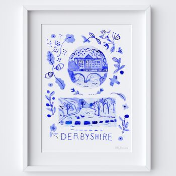 Derbyshire Art Print Inspired By Blue Portuguese Tiles, 2 of 3