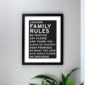 Personalised Family Rules Typography Black Framed Print, 3 of 3