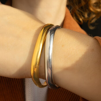 Gold Or Silver Tone Stainless Steel Clicker Bangle, 2 of 3