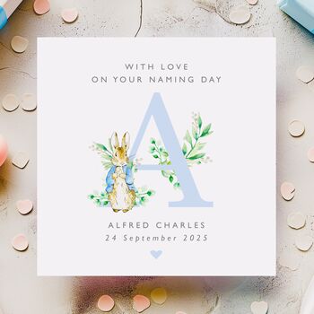Personalised Peter Rabbit Christening Card *Also Available In Pink, 3 of 4
