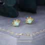 Green Opal Crown Stud Earrings, thumbnail 1 of 10