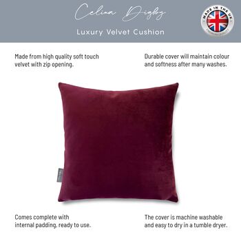 Luxury Super Soft Velvet Cushion Cranberry Red, 3 of 5