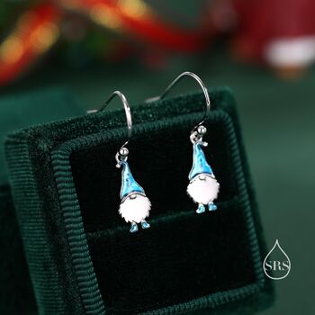 Sterling Silver Tiny Gnome Drop Hook Earrings, 5 of 10