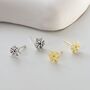 Sterling Silver And Gold Tiny Snowflake Stud Pack, thumbnail 1 of 7