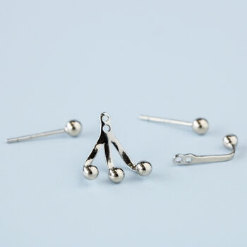 Sterling Silver Asymmetrical Ear Jacket Stud Earrings, 3 of 5