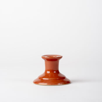 Handcrafted Ceramic Burnt Orange Taper Candle Stick, 2 of 2