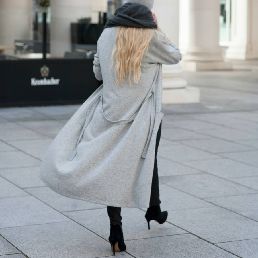 Luxurious Premium Knit Cashmere Robe Long Cardigan By Silk & Grey