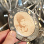 Baby's 1st Christmas Engraved Photo 3D Tree Decoration, thumbnail 2 of 6
