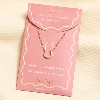 Horseshoe Pendant Carded Necklace In Gold Or Silver, 2 of 4