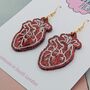 Red Glitter Anatomic Heart Resin Earrings, thumbnail 4 of 4