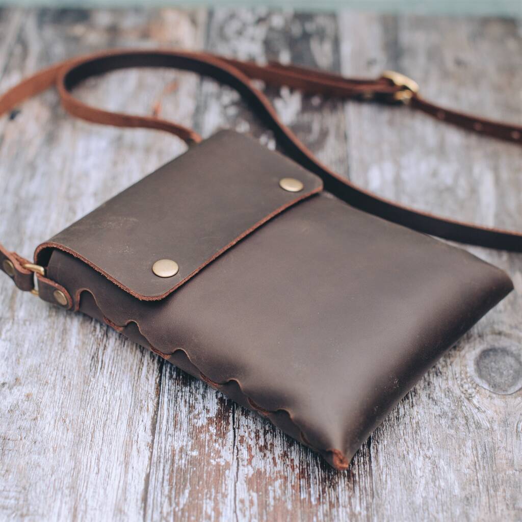 Dark Brown Leather Mini Crossbody By Wild Origin