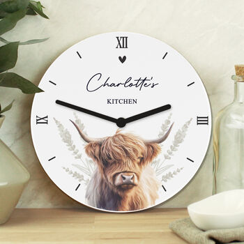 Personalised Highland Cow Clock, 3 of 7