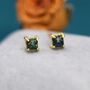 Black Opal Square Stud Earrings In Sterling Silver, thumbnail 5 of 12