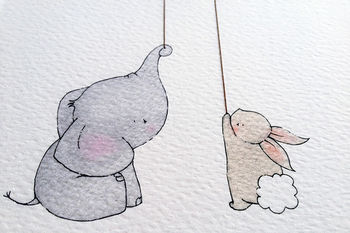 Personalised Baby Elephant And Rabbit Bestfriends Print, 4 of 8