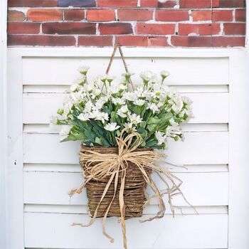Spring Cream Wildflower Basket Door Wreath, 5 of 8