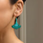 Verdigris Turquoise Art Nouveau Earrings, thumbnail 2 of 6