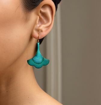 Verdigris Turquoise Art Nouveau Earrings, 2 of 6
