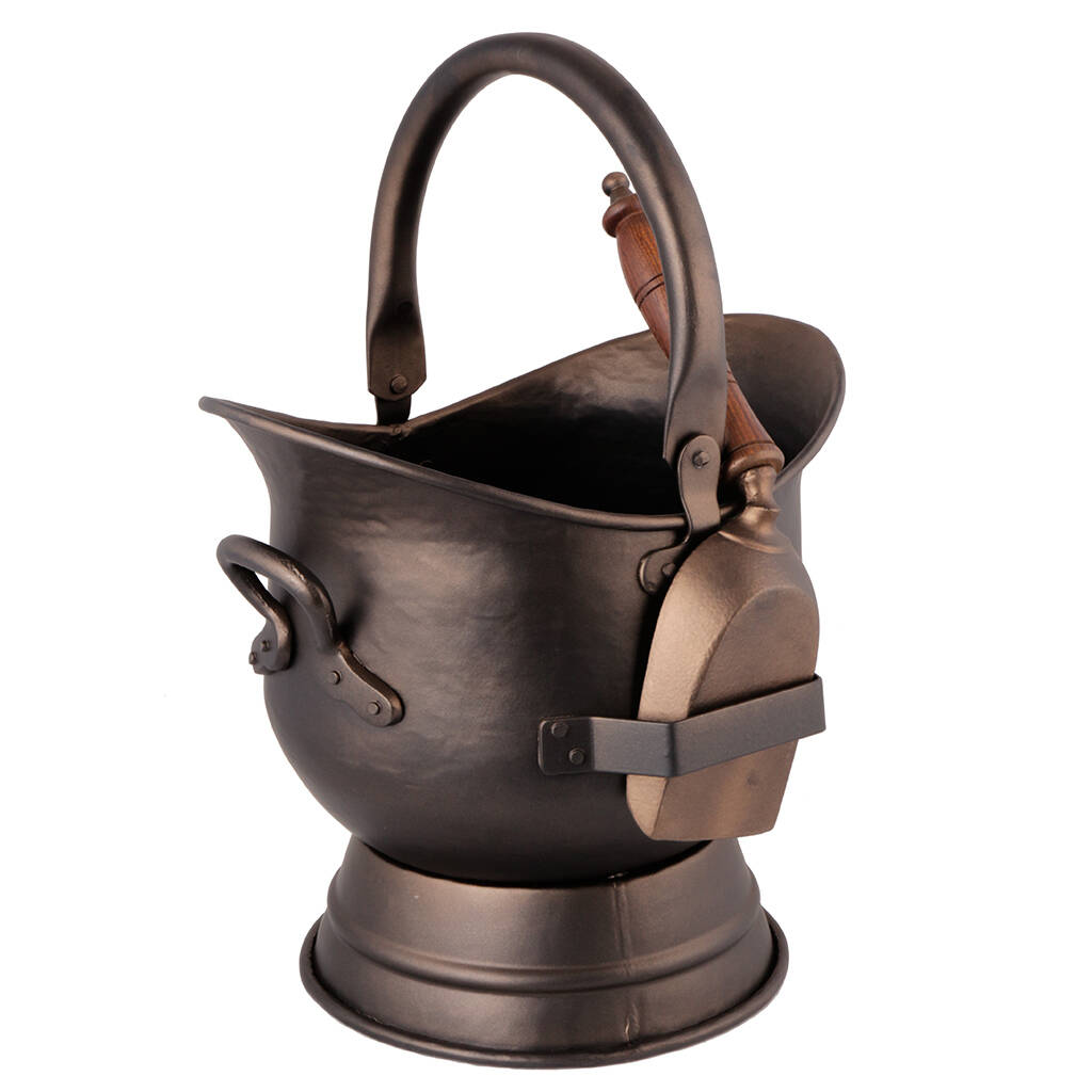 footed brass fireside coal scuttle with shovel by dibor